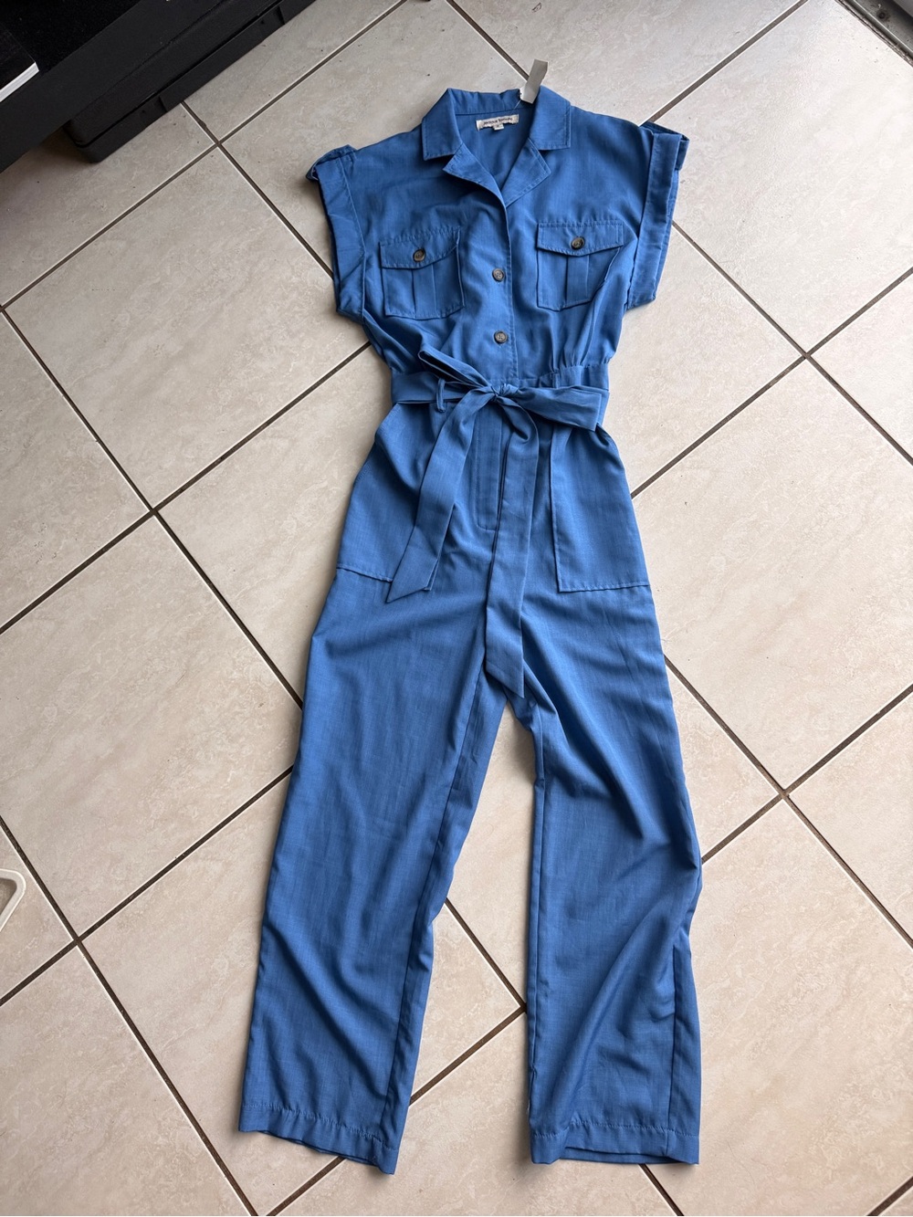 Blue Utility Tie-Waist Jumpsuit
